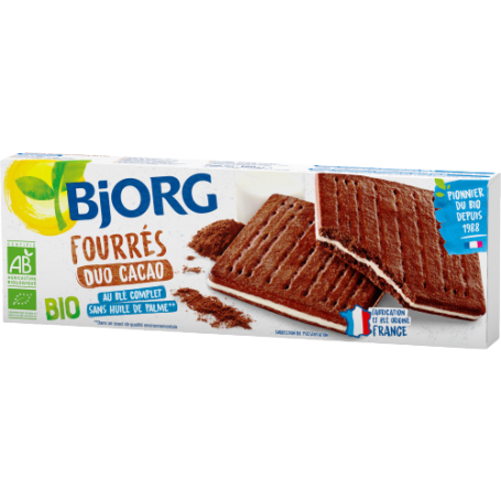 ECO BJORG BISCUITI CU CACAO UMPLUTI CU LAPTE, 150g