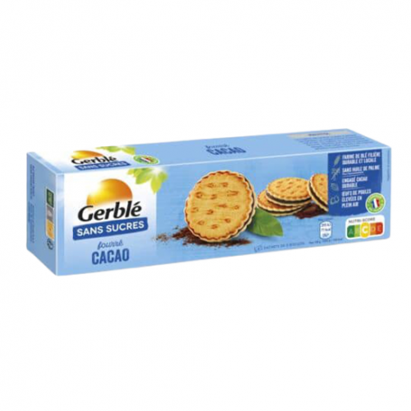 GERBLE FARA ZAHAR BISCUITI SANDVIS CACAO, 185g