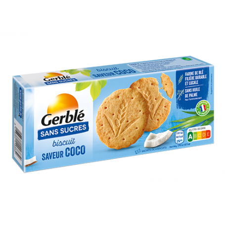 GERBLE FARA ZAHAR BISCUITI COCOS, 132g