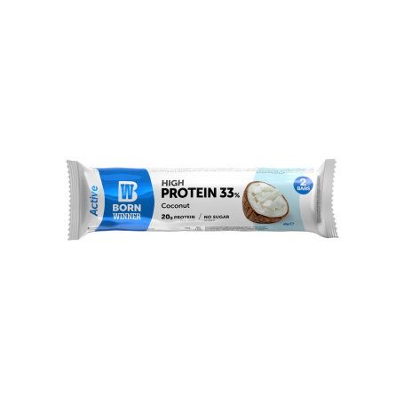 BORN WINNER ACTIVE BATON PROTEIC 33% FARA ZAHAR ADAUGAT CU COCOS, 2x30g