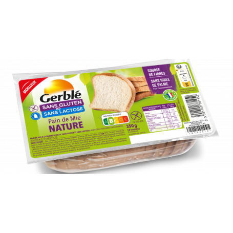 GERBLE FARA GLUTEN & LACTOZA PAINE FELIATA NATURE, 350g
