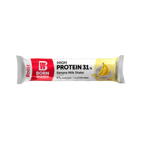 BORN WINNER BOOST BATON PROTEIC 31% FARA GLUTEN MILK SHAKE DE BANANA, 55g