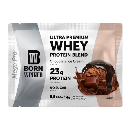 BORN WINNER MEGA PRO PUDRA PROTEICA 69% BCAA FARA ZAHAR ADAUGAT CIOCO, 30g