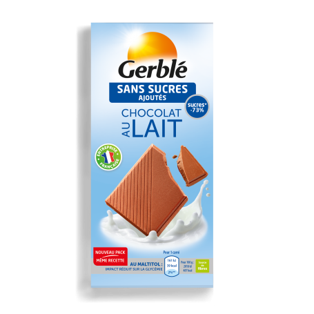 GERBLE FARA ZAHAR ADAUGAT CIOCOLATA CU LAPTE LOW CARB , 80g