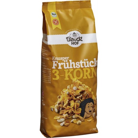 ECO BAUCKHOF FARA GLUTEN MUESLI CROCANT DIN 3 CEREALE, 225g
